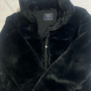 Abercrombie & Fitch Black Faux Fur Jacket